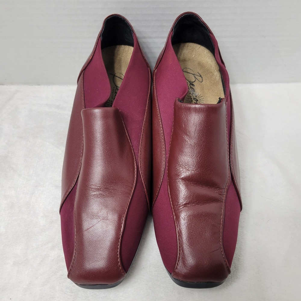 Beacon Joan Slip-On Shoes Women's Sz 8W Black Leather‎ Square Toe Block Heel - Picture 4 of 13